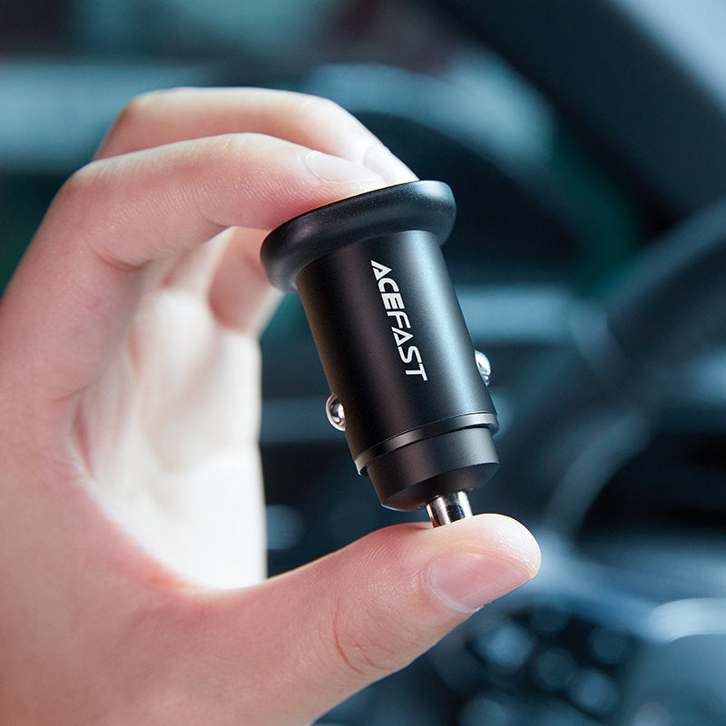 Auto-oplader Acefast B1, 38W, 3A, 1 x USB-A - 1 x USB-C, Zwart