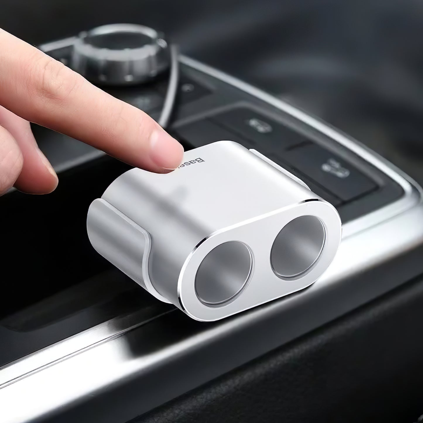 Baseus Hoog Rendement Autolader, 95W, 2.1A, 2 x Sigarettenaansteker Verlenging - 2 x USB-A, Zilver CRDYQ-0S