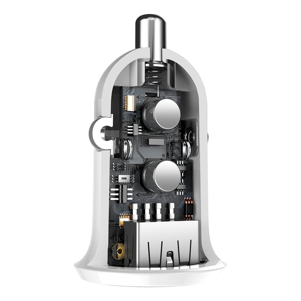Autolader Baseus Grain Pro, 24W, 2,4A, 2 x USB-A, Wit CCALLP-02