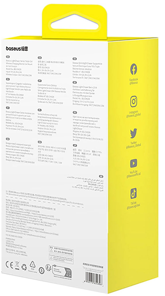 Draadloze Auto Oplader Baseus LightChaser, 15W, 1.67A, Zwart, Opnieuw verzegeld C40355901111-00