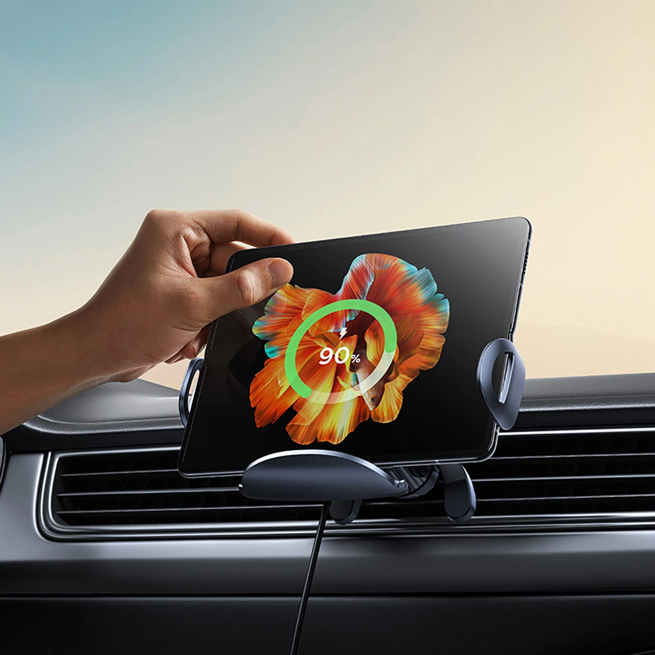 Baseus LightChaser Draadloze Auto Oplader, 15W, 1.67A, Zwart C40355901111-00