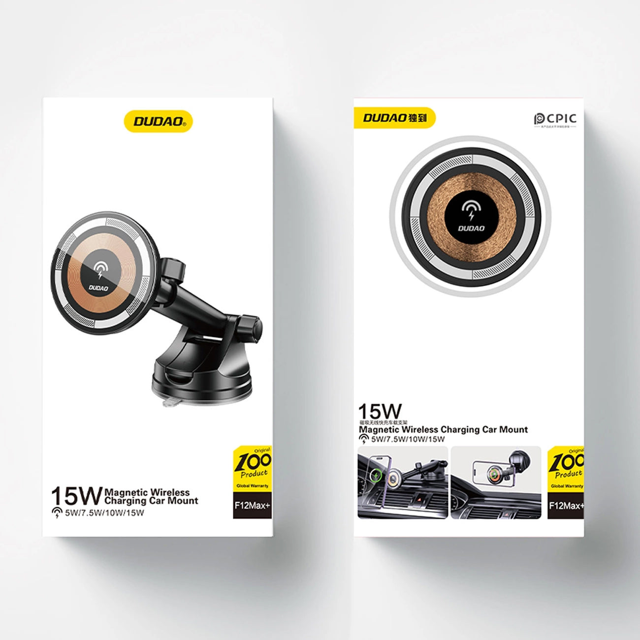 Kabelloses Autoladegerät Dudao F12MAX+, 15W, 1,67A, Schwarz