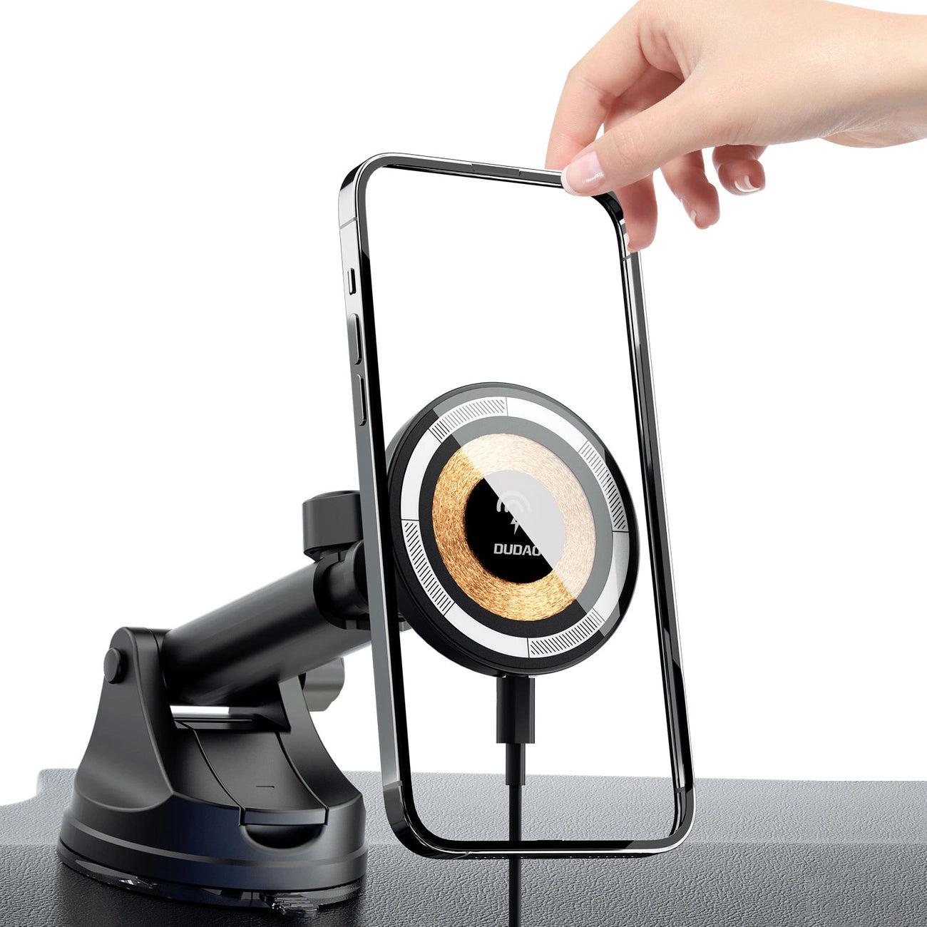 Kabelloses Autoladegerät Dudao F12MAX+, 15W, 1,67A, Schwarz