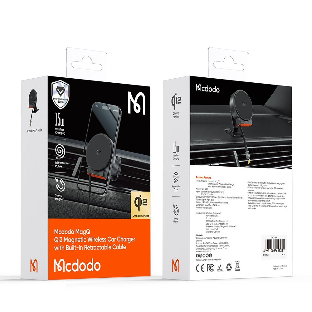 Draadloze Auto Oplader McDodo CH-0090, 15W, 1.67A, Zwart