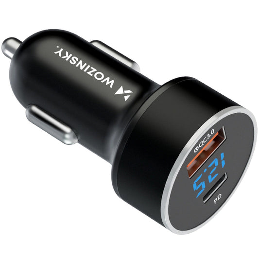 Chargeur de voiture WZK WDCCAC, 36W, 3A, 1 x USB-A - 1 x USB-C, noir