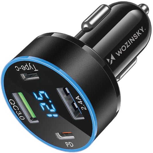 Chargeur de voiture WZK WDCCB, 50W, 3A, 2 x USB-A - 2 x USB-C, noir