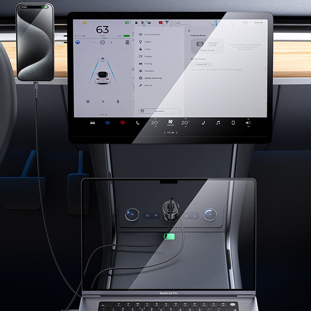Auto-Ladegerät Yesido Y65, 100W, 5A, 1 x USB-A - 1 x USB-C, Schwarz