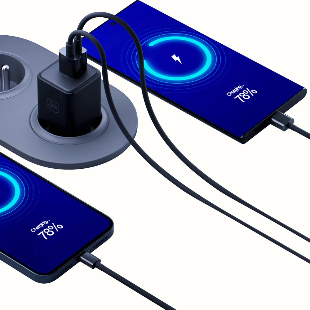 Chargeur Réseau 3MK Hyper, 20W, 3A, 1 x USB-A - 1 x USB-C, Noir