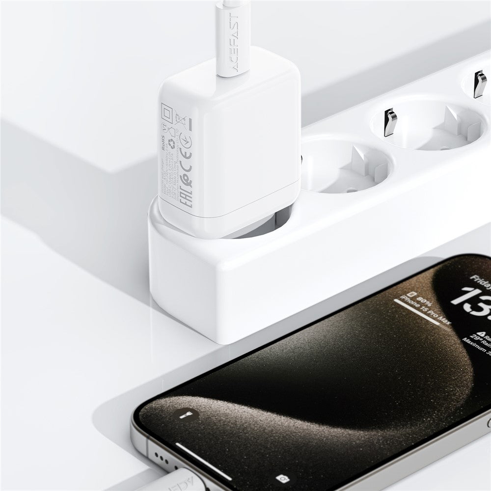 Chargeur réseau Acefast A130, 20W, 3A, 1 x USB-C, Blanc