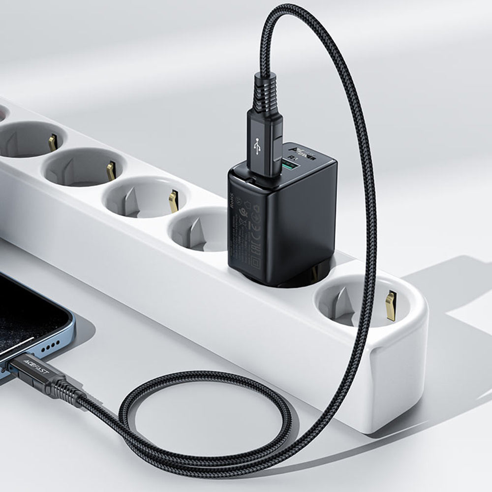 Netzladegerät Acefast A33, 18W, 3A, 2 x USB-A, Schwarz
