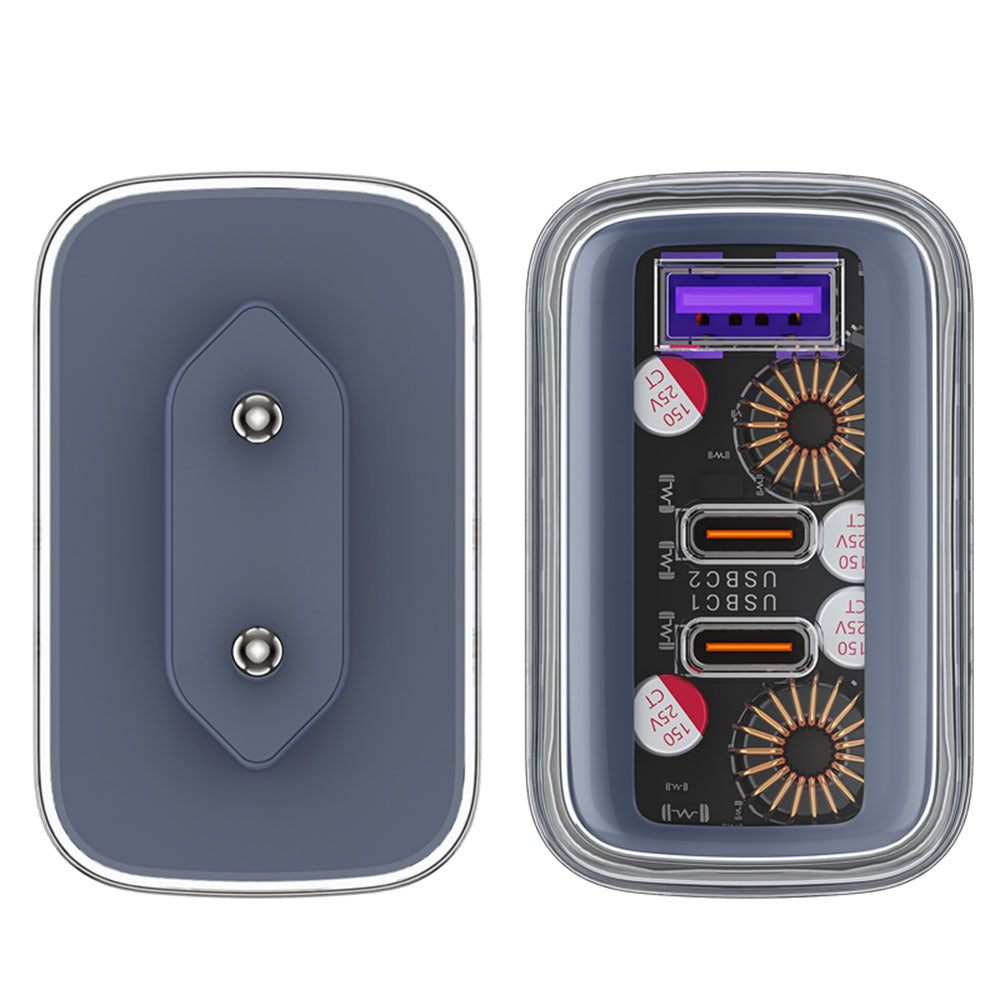 Chargeur Réseau Acefast A45 Exploration, 65W, 3.25A, 1 x USB-A - 2 x USB-C, Gris