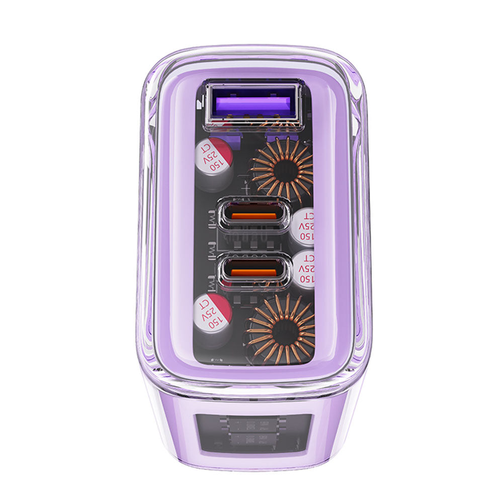 Chargeur Réseau Acefast A45 Exploration, 65W, 3.25A, 1 x USB-A - 2 x USB-C, Violet