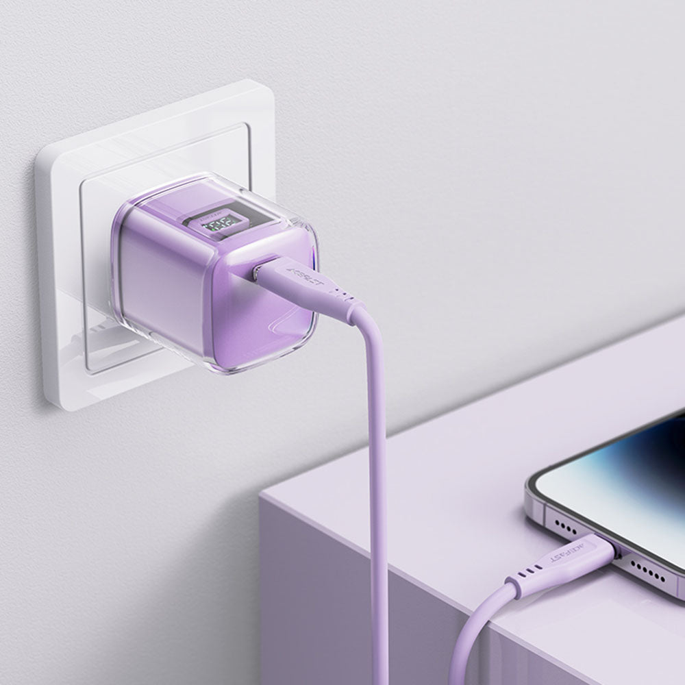 Acefast A53 Sparkling Display Netwerkoplader, 30W, 3A, 1 x USB-C, Paars