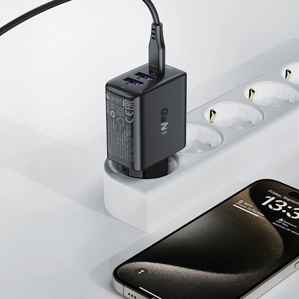 Chargeur réseau Acefast A57, 35W, 3A, 2 x USB-A - 1 x USB-C, Noir