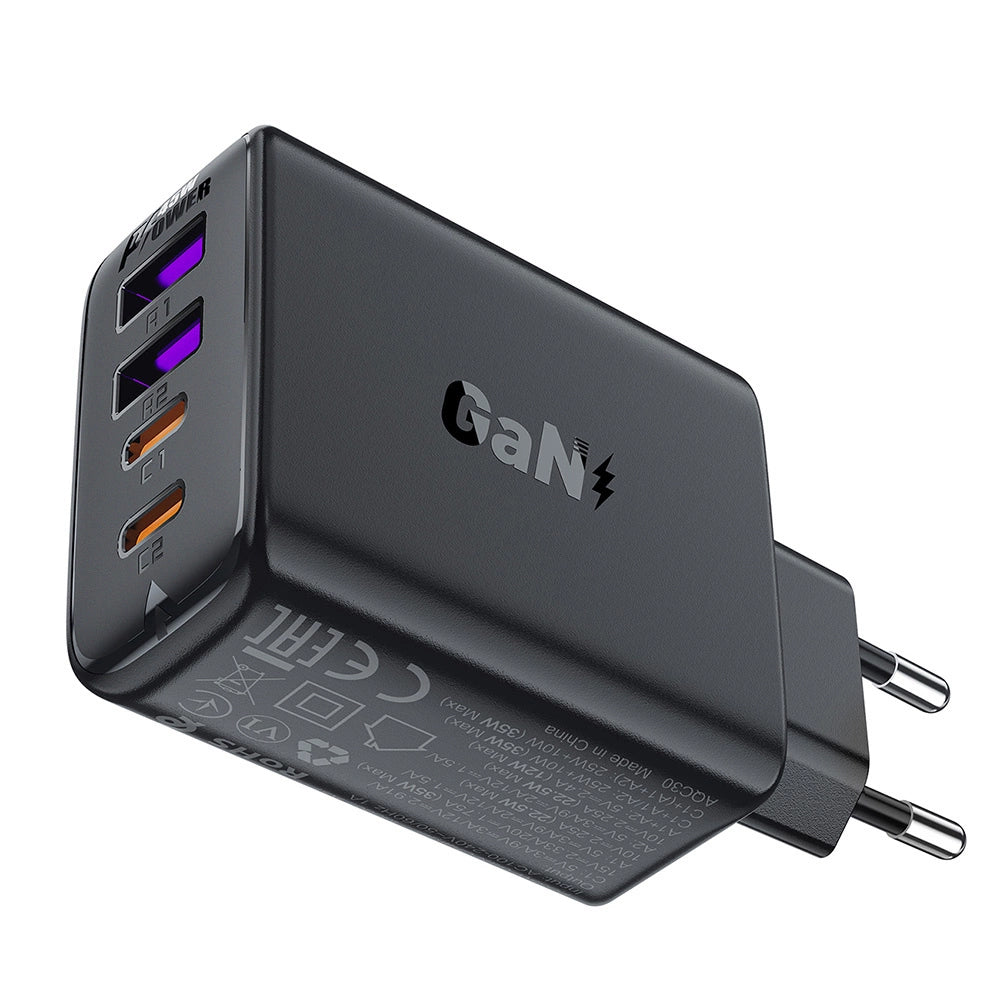 Chargeur secteur Acefast A61, 45W, 3A, 2 x USB-A - 2 x USB-C, Noir