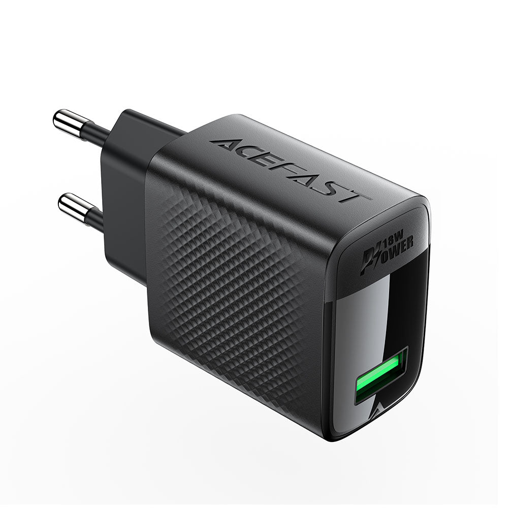 Netwerkoplader Acefast A90, 18W, 3A, 1 x USB-A, Zwart
