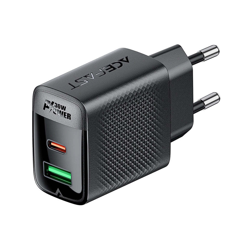 Chargeur réseau Acefast A98, 30W, 3A, 1 x USB-A - 1 x USB-C, Noir