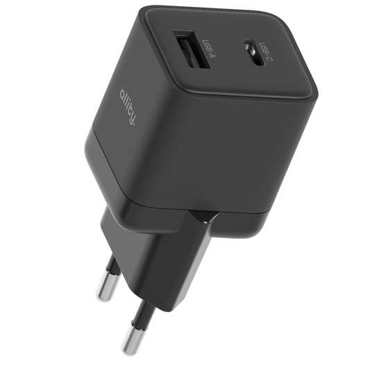 Netzladegerät Allity. ATC-01-30WAC Mini, 30W, 3A, 1 x USB-A - 1 x USB-C, Schwarz
