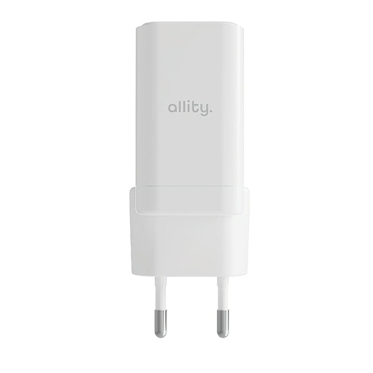 Netzladegerät Allity. ATC-01-45WCC Fast, 45W, 3A, 1 x USB-A - 1 x USB-C, Weiß.