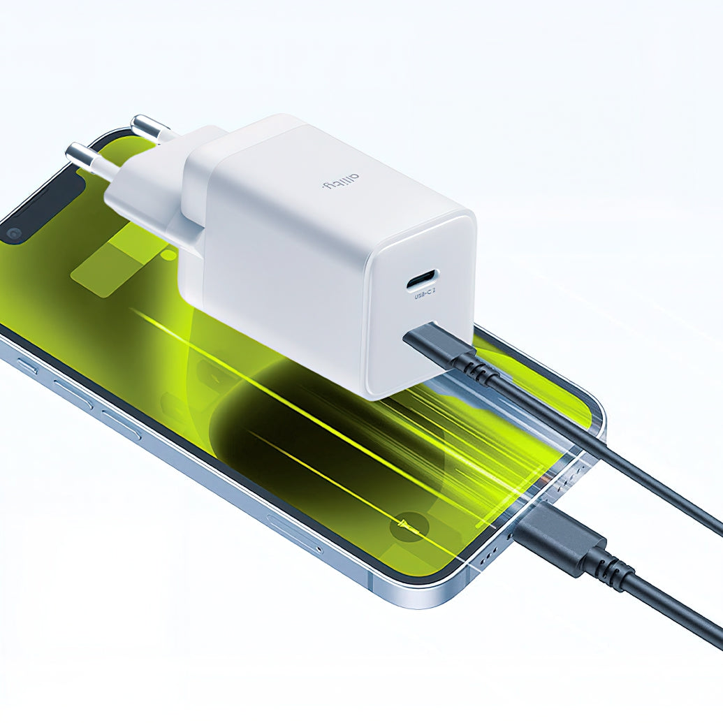 Allity Netwerkoplader. ATC-01-45WCC Fast, 45W, 3A, 2 x USB-C, Wit