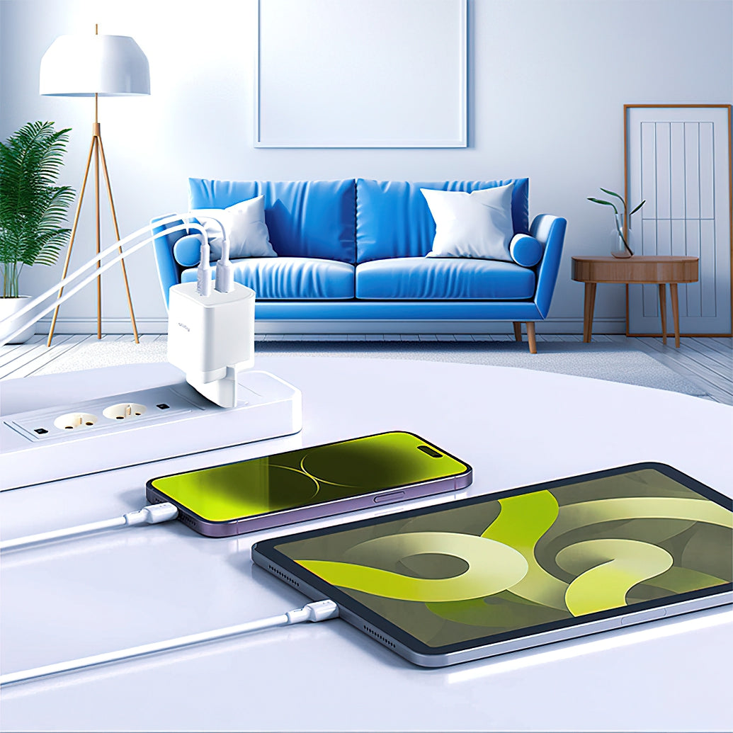 Allity Netwerkoplader. ATC-01-45WCC Fast, 45W, 3A, 2 x USB-C, Wit