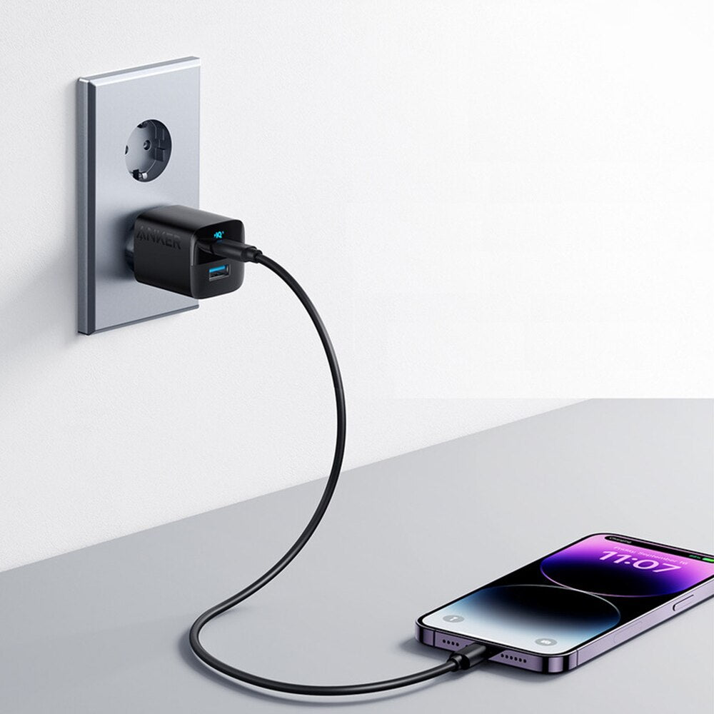 Anker 323 Netwerkoplader, 33W, 3A, 1 x USB-A - 1 x USB-C, Zwart A2331G11