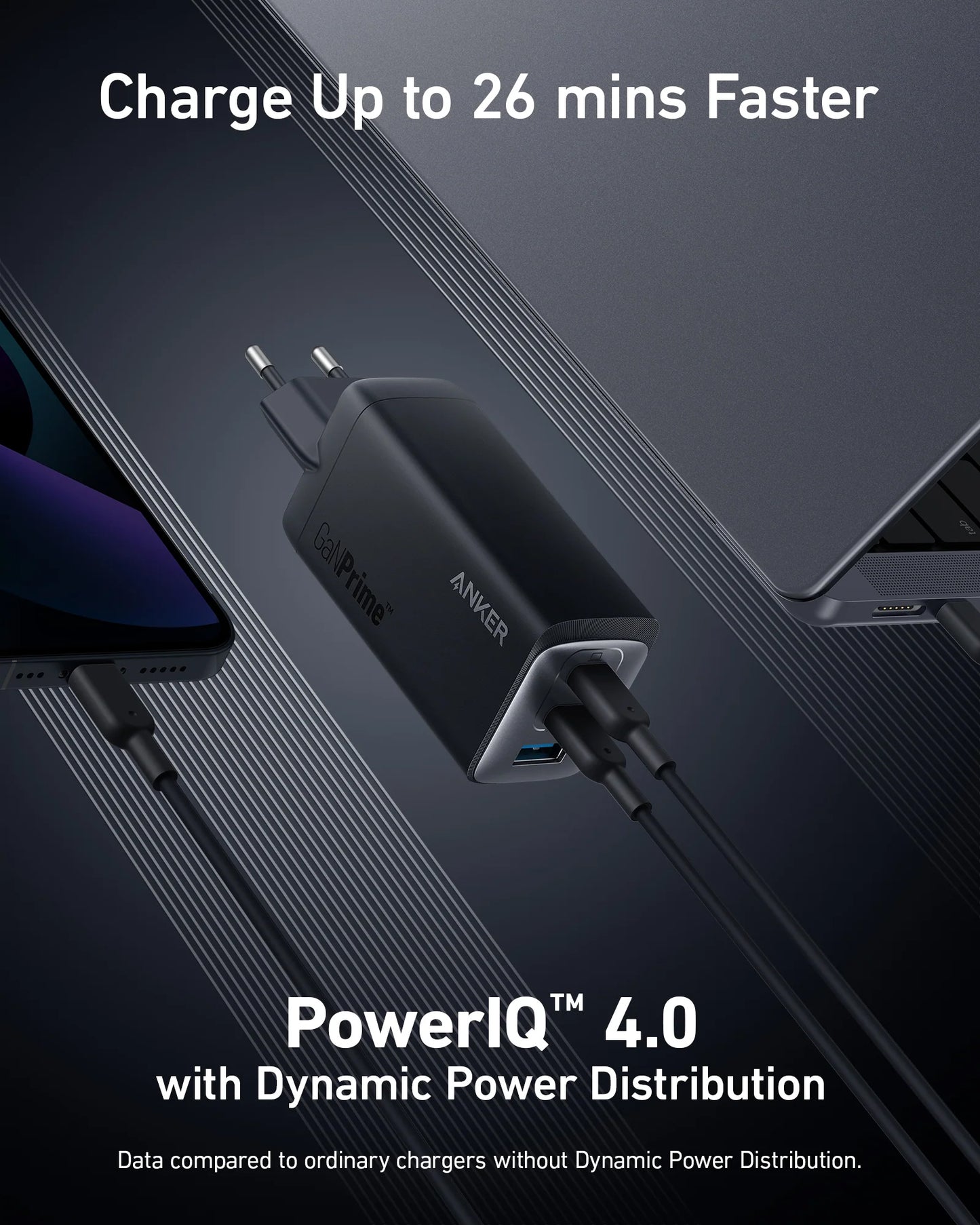 Netwerkoplader Anker 737, 120W, 5A, 1 x USB-A - 2 x USB-C, Zwart