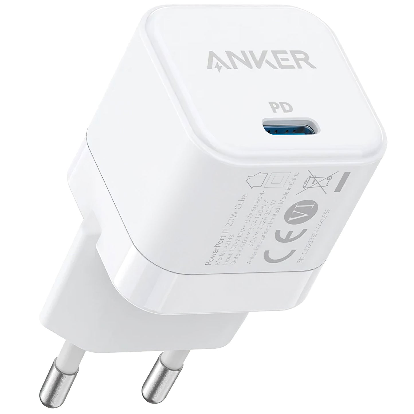 Anker PowerPort III Cube-netwerkoplader, 20W, 3A, 1 x USB-C, Wit A2149G21