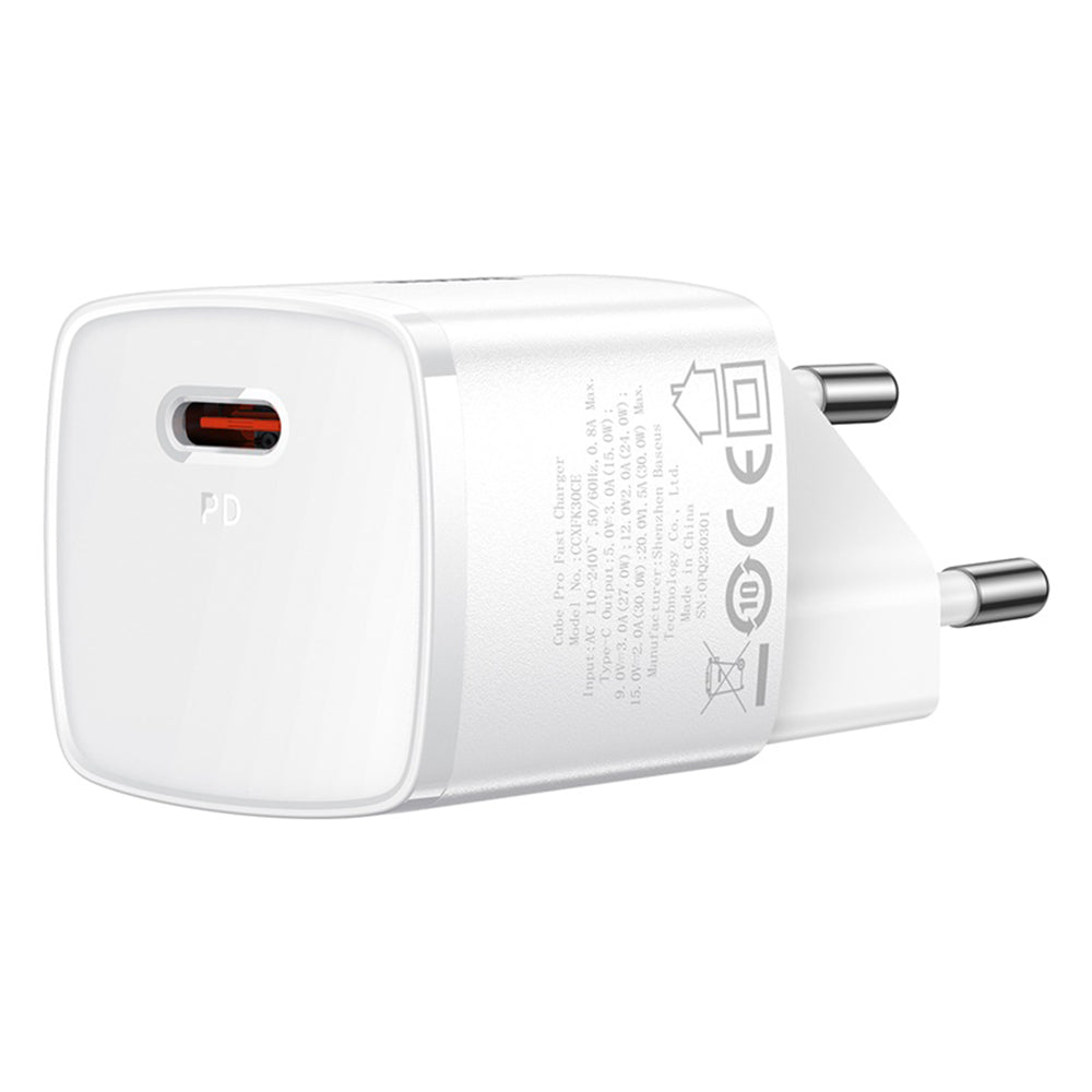 Baseus Cube Pro Netzladegerät, 30W, 3A, 1 x USB-C, Weiß CCXF000302