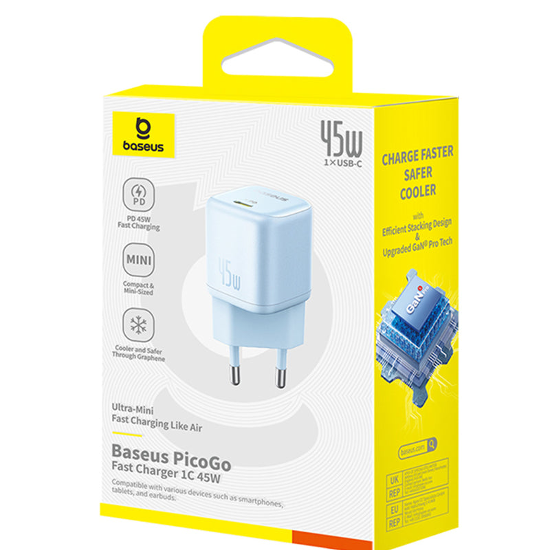 Baseus PicoGo Netwerkoplader, 45W, 3A, 1 x USB-C, Blauw P10176800313-00