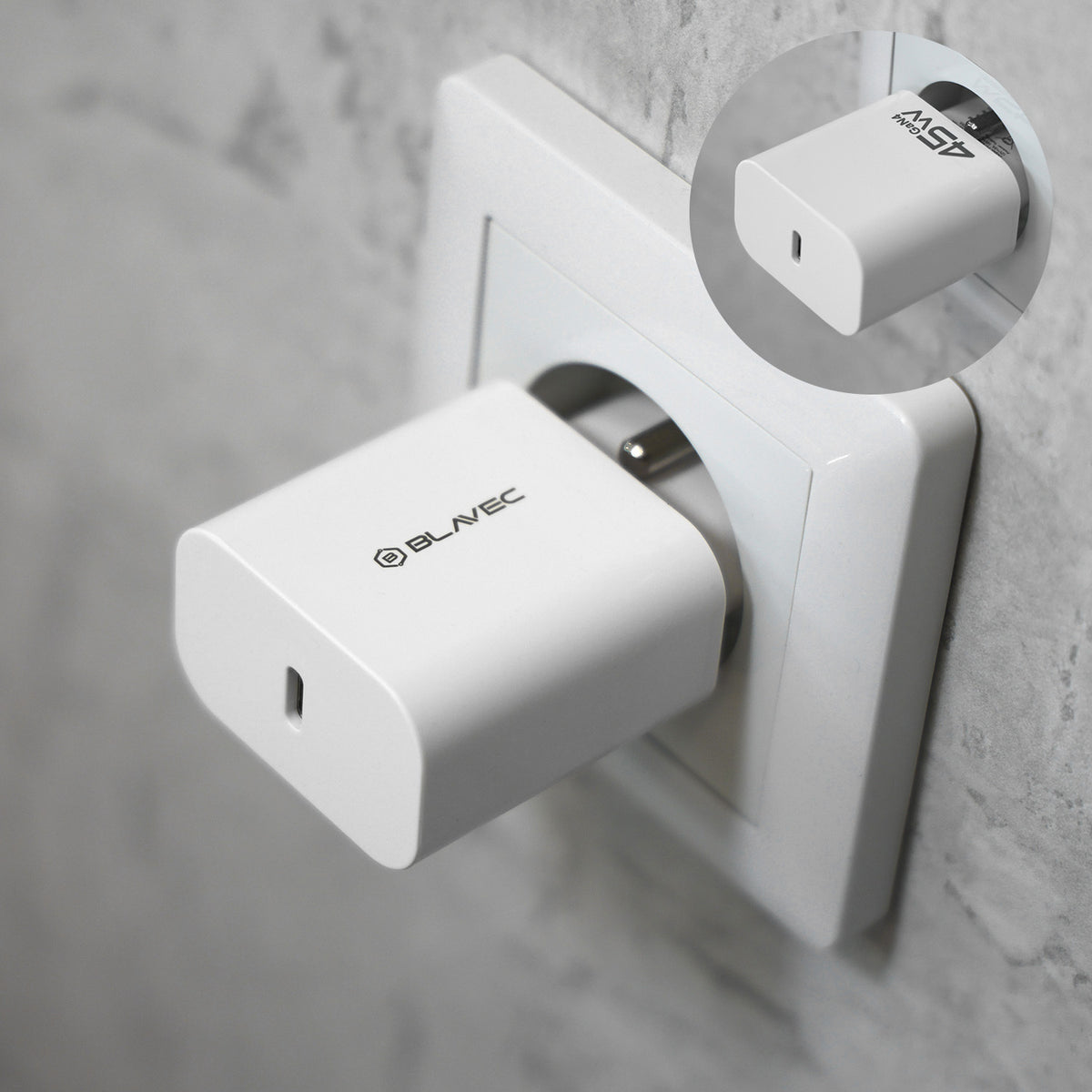 Blavec BC-7 Netwerkoplader, 45W, 3A, 1 x USB-C, Wit