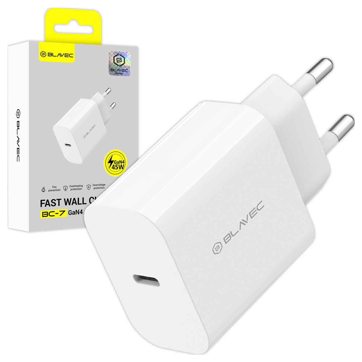 Blavec BC-7 Netwerkoplader, 45W, 3A, 1 x USB-C, Wit