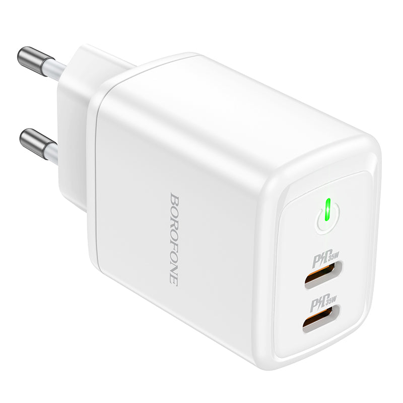 Netwerkoplader Borofone BN9, 35W, 3A, 2 x USB-C, Wit