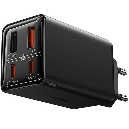 Baseus GaN6 Pro USB-C kabelnetwerklader met USB-C kabel, 100W, 3.25A, 2 x USB-A - 2 x USB-C, zwart P10162705112112-00