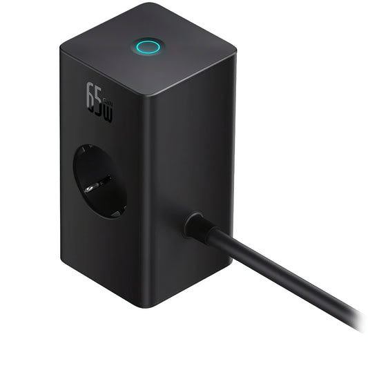 Baseus GaN3 Pro PowerStrip USB-C kabel netwerklader, 65W, 3.25A,1 x USB-A - 1 x USB-C - 2 x Schuko, zwart PSLR000301 PSLR000301