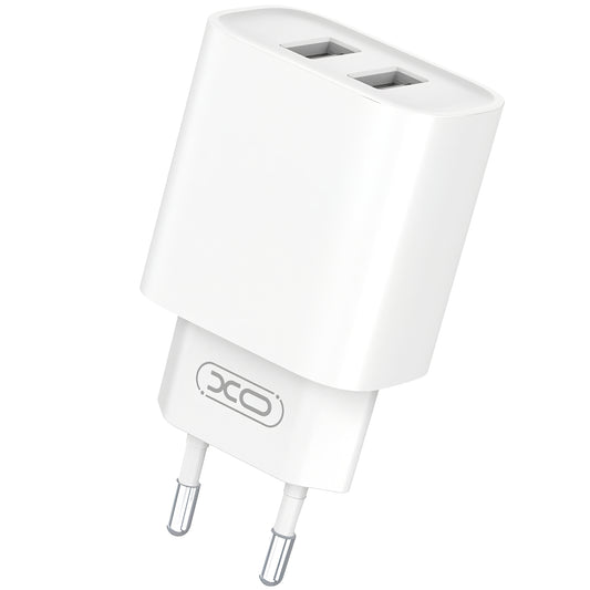 Netwerkoplader met microUSB-kabel XO Design CE02C, 10,5 W, 2,1A, 2 x USB-A, Wit