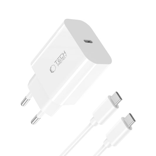 Netwerkoplader met USB-C Kabel Tech-Protect NC20W, 20W, 3A, 1 x USB-C, Wit