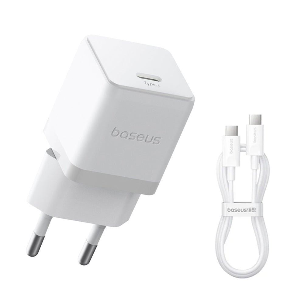 Chargeur réseau avec câble USB-C Baseus Palm, 20W, 3A, 1 x USB-C, Blanc P10111602213-01