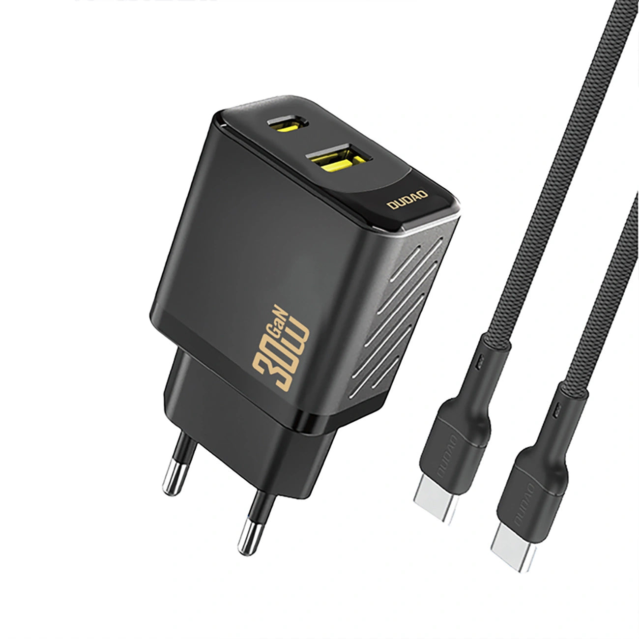 Chargeur réseau avec câble USB-C Dudao A27TCEU, 30W, 1 x USB-A - 1 x USB-C, Noir