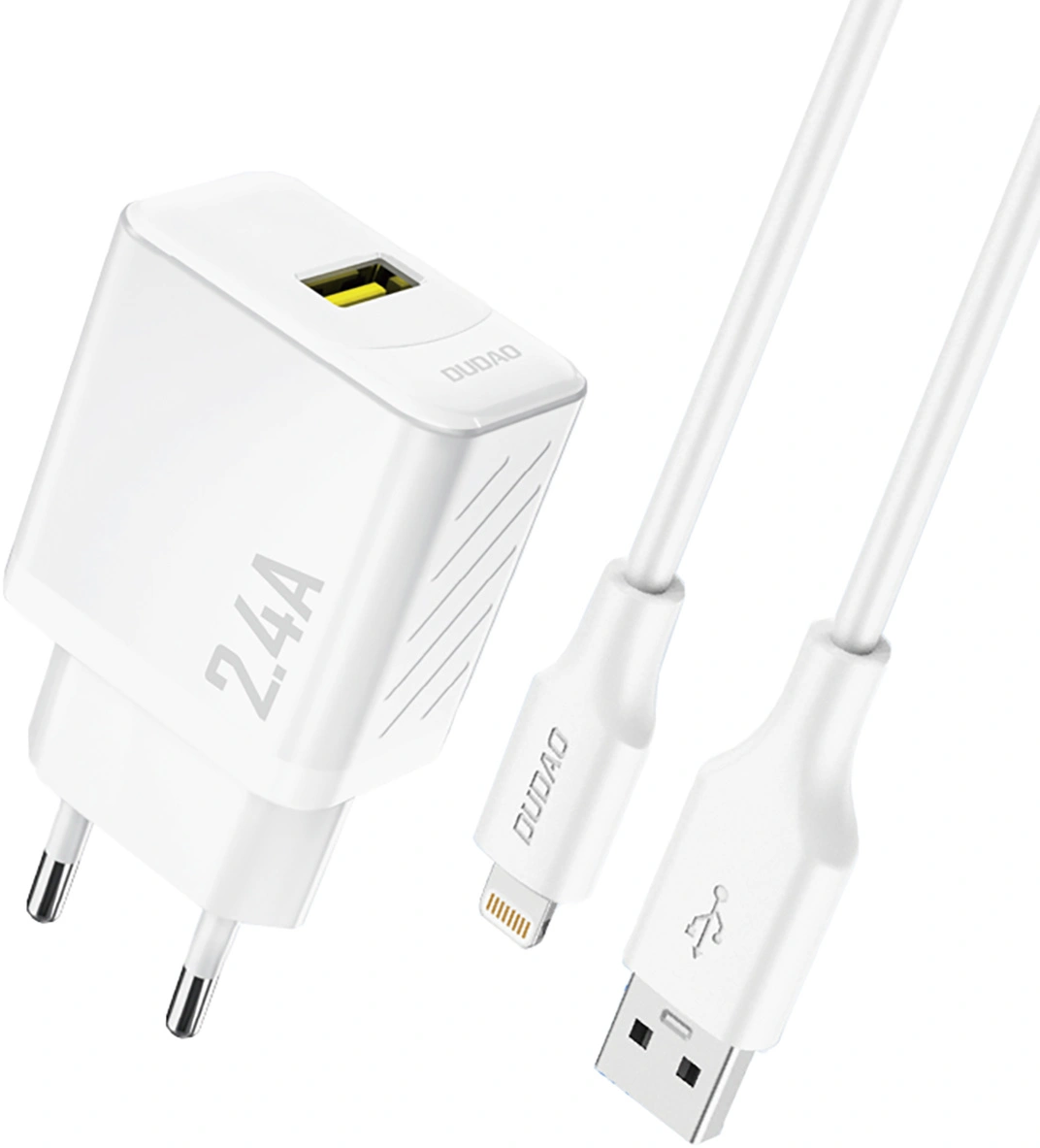 Netlader met Lightning-kabel Dudao A23LEU, 30W, 2.4A, 1 x USB-A, Wit