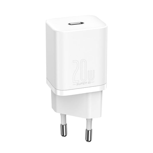 Baseus Chargeur réseau Super Si avec câble Lightning, 20W, 3A, 1 x USB-C, blanc TZCCCSUP-B02