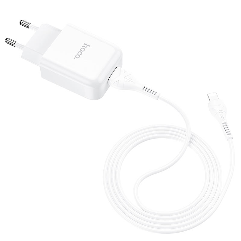 Chargeur Secteur avec Câble Lightning HOCO N2, 10W, 2A, 1 x USB-A, Blanc