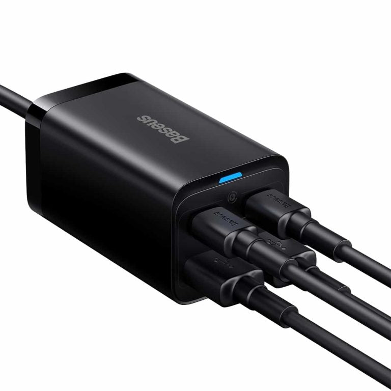 Ladestation Baseus GaN3 Pro, 65W, 3A, 2 x USB-A - 2 x USB-C, Schwarz CCGP040101