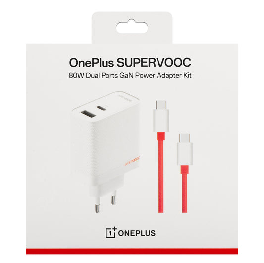 OnePlus Netzladegerät mit USB-C-Kabel, 80W, 7,3A, 1 x USB-A - 1 x USB-C, Weiß 5461100597