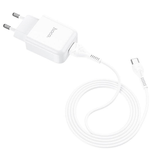 Netwerkoplader met USB-C Kabel HOCO N2, 10W, 2A, 1 x USB-A, Wit