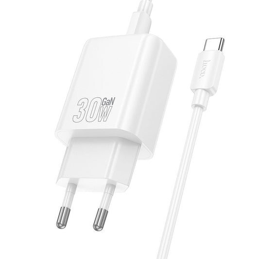 Netwerkoplader met USB-C Kabel HOCO N62, 30W, 3A, 1 x USB-C, Wit