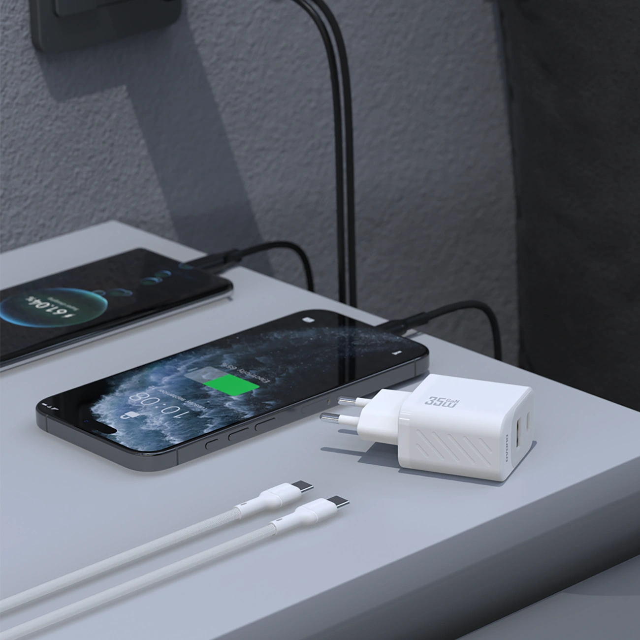 Netwerkoplader met USB-C Kabel Dudao A27Max, 35W, 1 x USB-A - 1 x USB-C, Wit