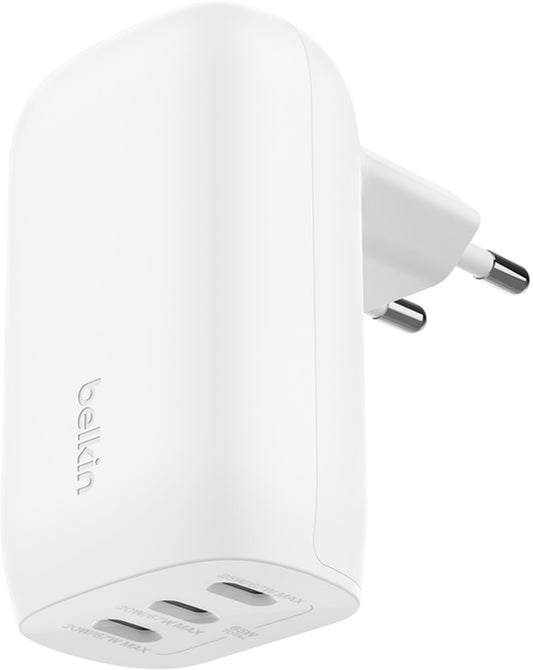 Chargeur secteur avec câble USB-C Belkin BoostCharge, 67W, 3A, 3 x USB-C, Blanc WCC002vf2MWH-B6