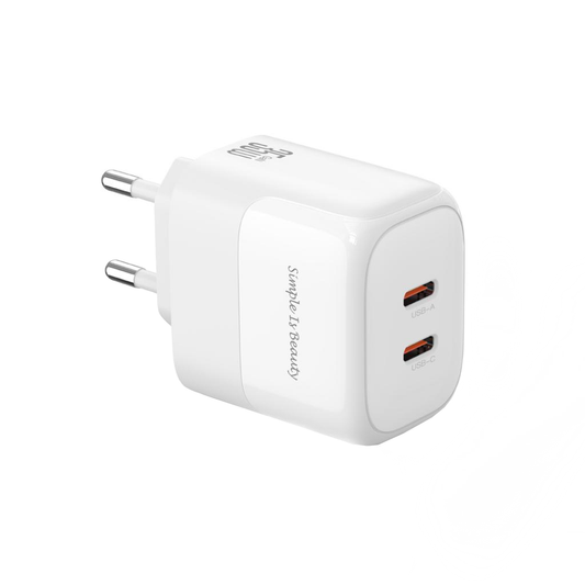 Netzladegerät mit Lightning-Kabel XO Design L140, 35W, 3A, 2 x USB-C, Weiß