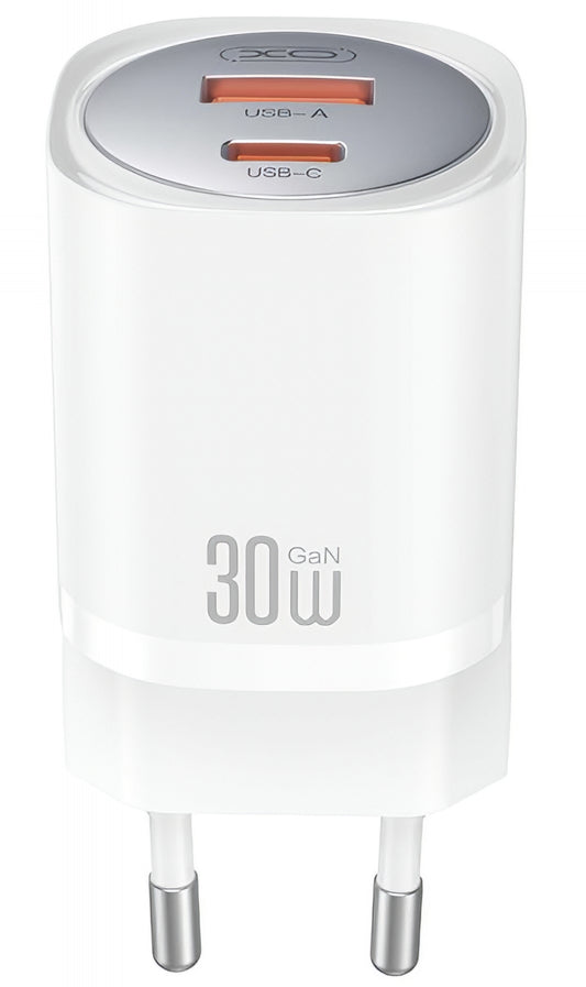 Chargeur réseau avec câble Lightning XO Design CE21, 30W, 3A, 1 x USB-A - 1 x USB-C, Blanc